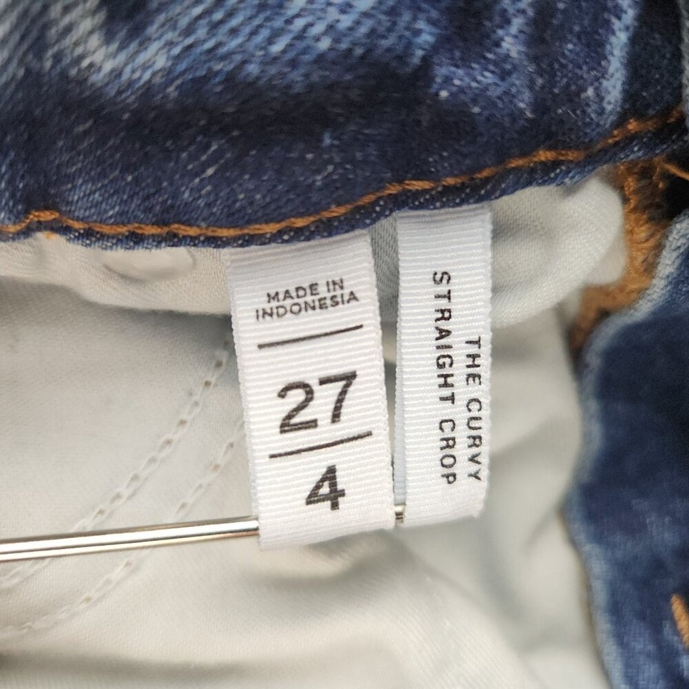 Women's Curvy Fit Straight Crop Leg Jeans Size 27 Blue Mid Rise Relaxed Casual - Picture 4 of 11